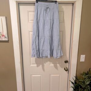 Dip Brand Light Blue Pinstripe 100% cotton Maxi Skirt